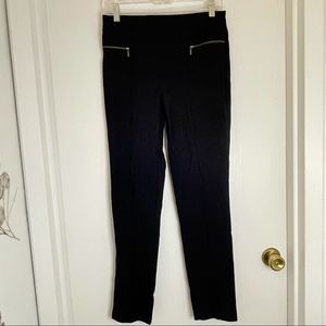 Renuar Skinny Pull On Zipper Pocket Dress Pant, Black, 4